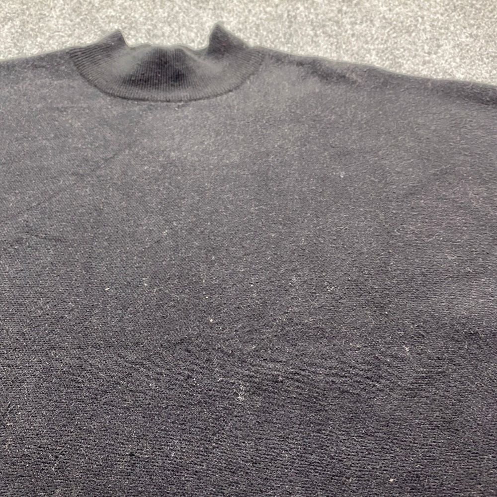 Calligraphie Womens Black Striped‎ Mock Neck Sweater Size M Short Sleeve Boxy - Picture 2 of 11